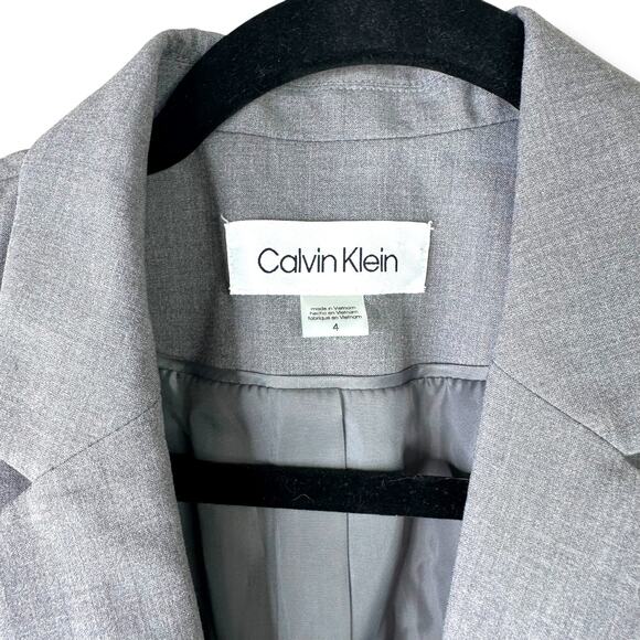 Calvin Klein NWOT Light Charcoal Grey One-Button Classic Suit Blazer Size 4 - Picture 3 of 8